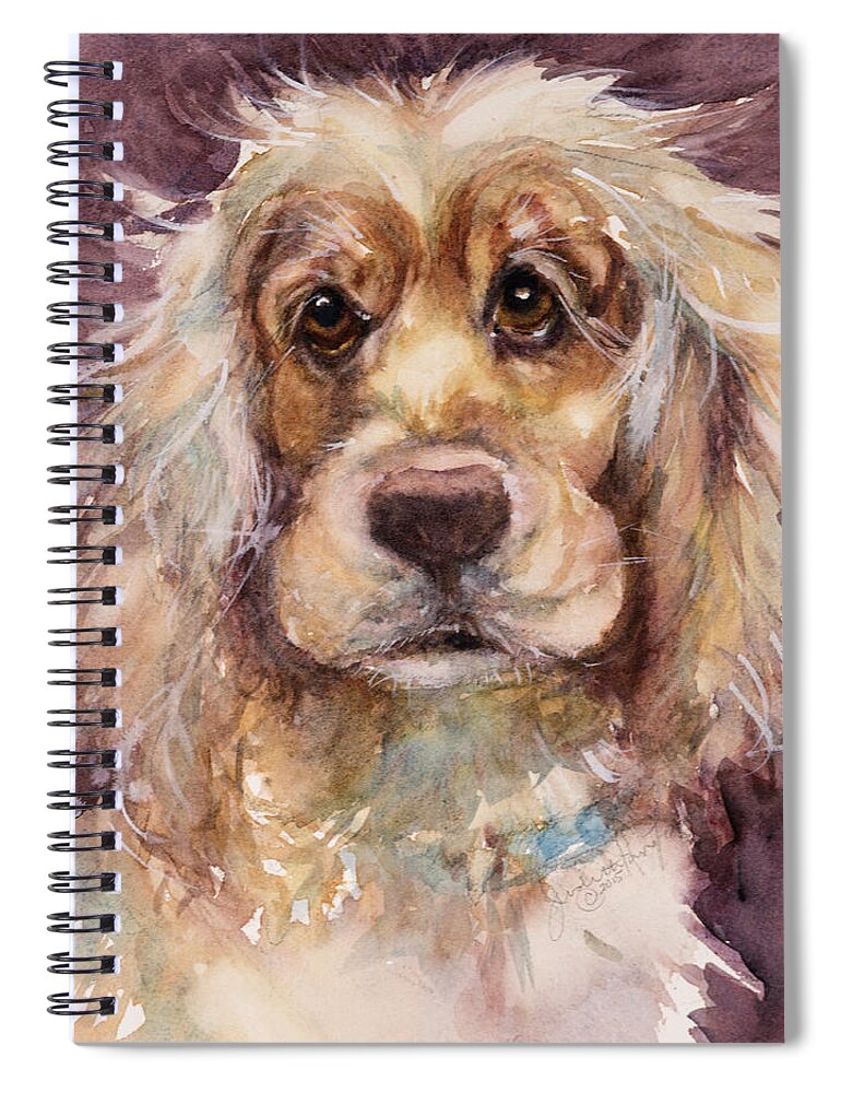 Dog Spiral Notebook featuring the painting Soft Eyes by Judith Levins