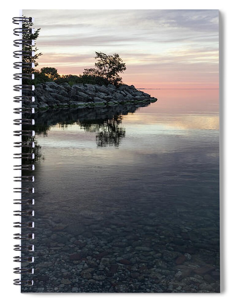 Georgia Mizuleva Spiral Notebook featuring the photograph Soft Pinks and Purples - Silky Morning on Lake Ontario by Georgia Mizuleva