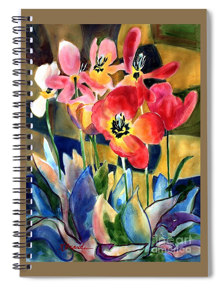 Paintings Spiral Notebook featuring the painting Soft Quilted Tulips by Kathy Braud