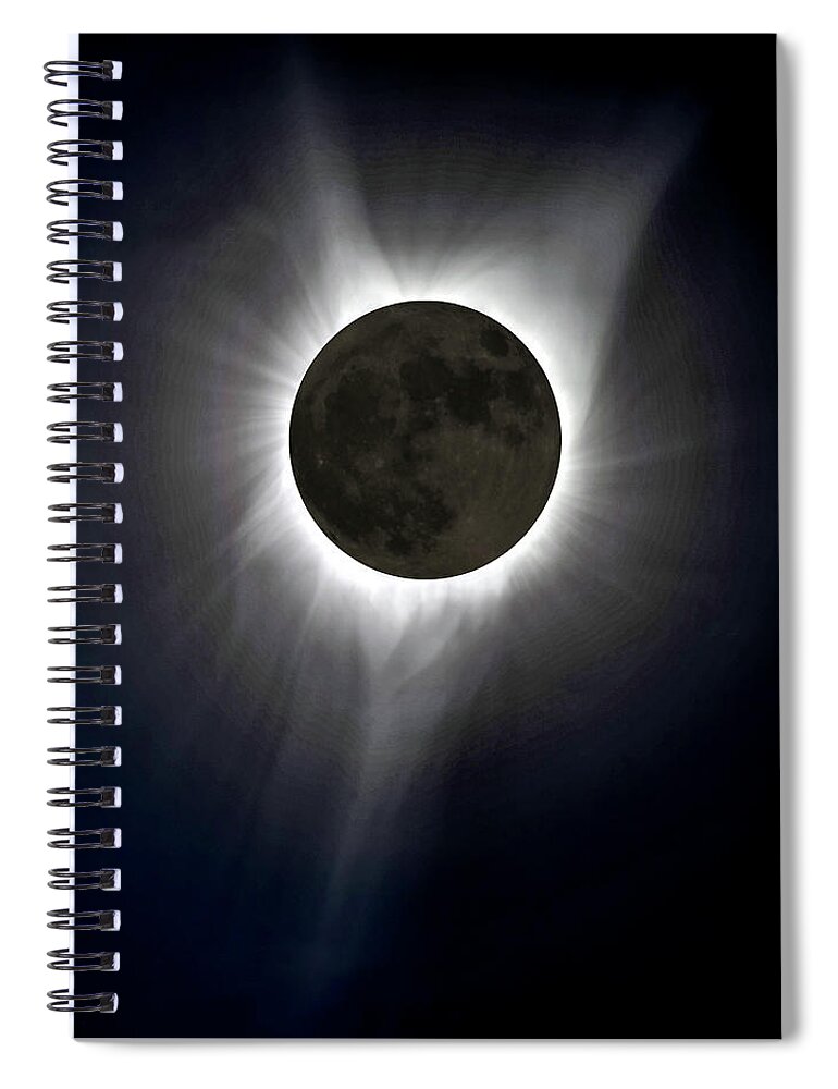 Solar Eclipse Spiral Notebook featuring the photograph Solar Eclipse Corona by Judi Dressler