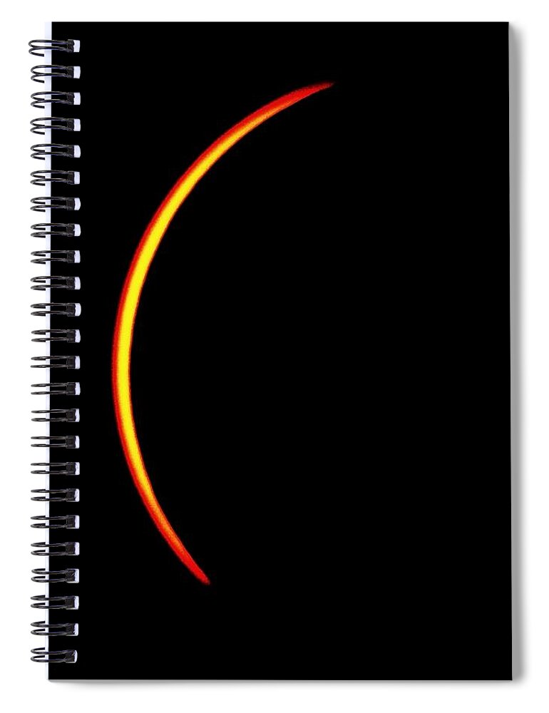 Solar Eclipse Spiral Notebook featuring the photograph Solar Eclipse- Thin Crescent by Bradford Martin