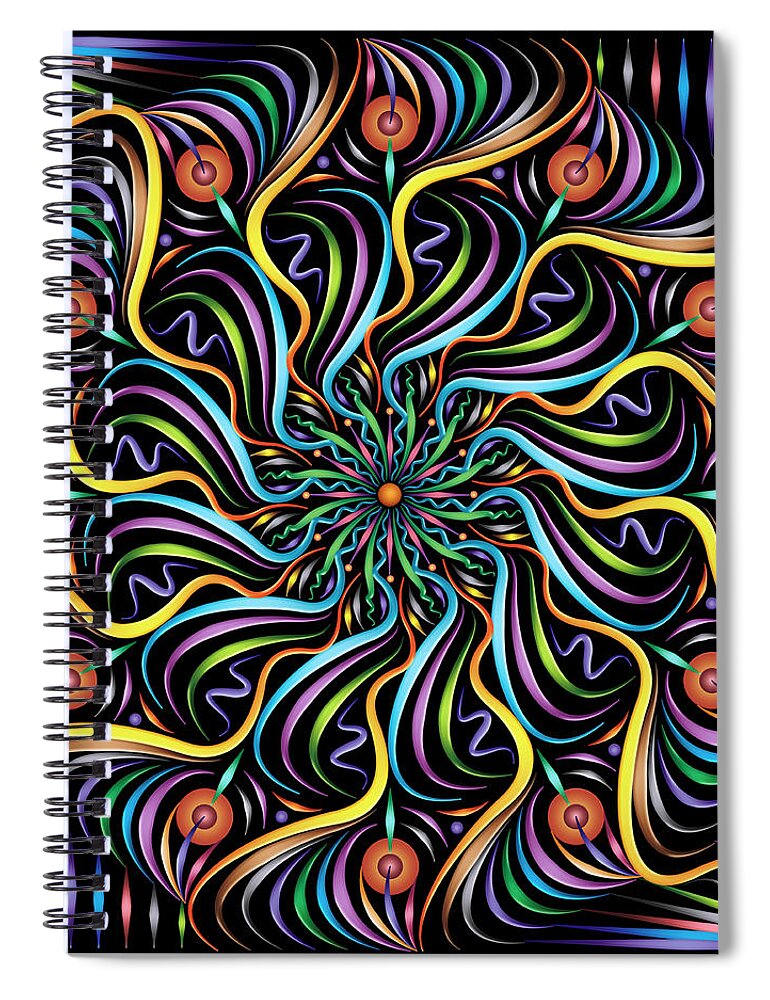 Illuminated Mandalas Spiral Notebook featuring the digital art Solarium by Becky Titus