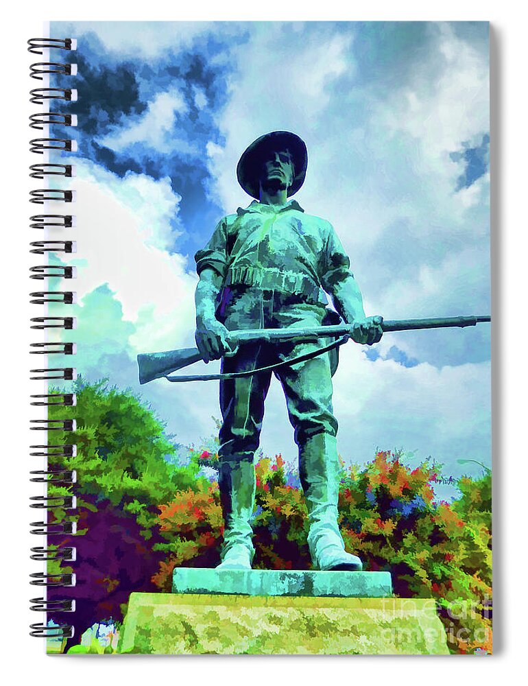 Soldier Statue From The Spanish American War Spiral Notebook featuring the painting Soldier Statue from the Spanish American War 1 by Jeelan Clark