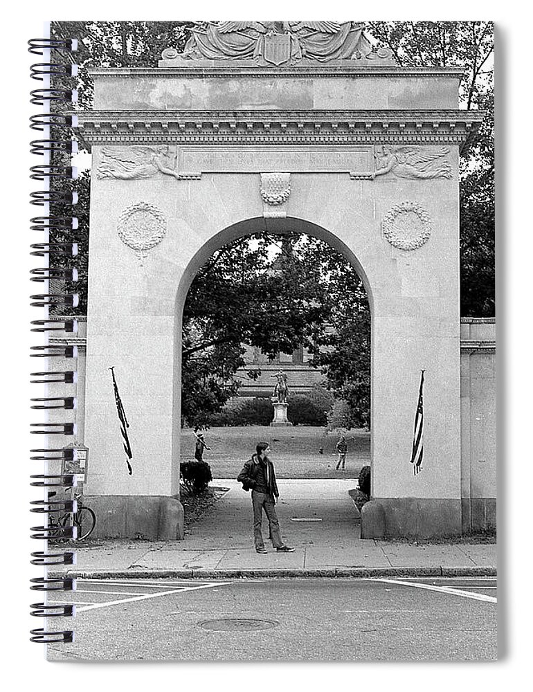 Brown University Spiral Notebook featuring the photograph Soldiers Memorial Gate, Brown University, 1972 by Jeremy Butler