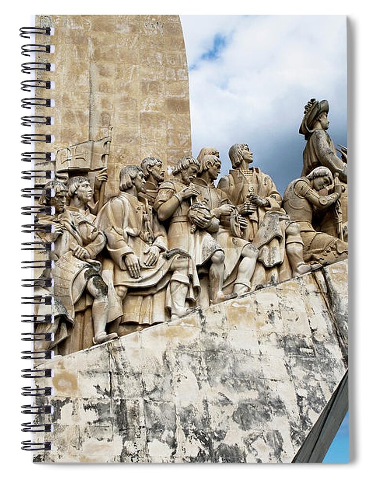 Lisbon Spiral Notebook featuring the photograph Explorers of the Discoveries Monument by Lorraine Devon Wilke