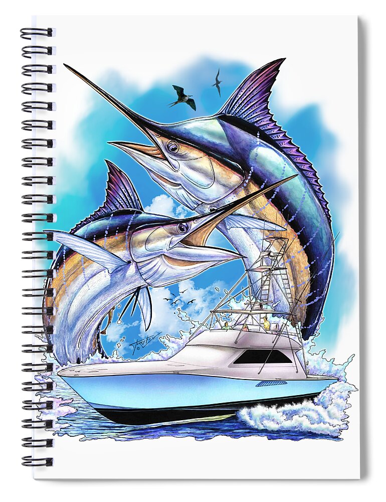 Blue Marlin Spiral Notebook featuring the painting Solera Open by Terry Fox