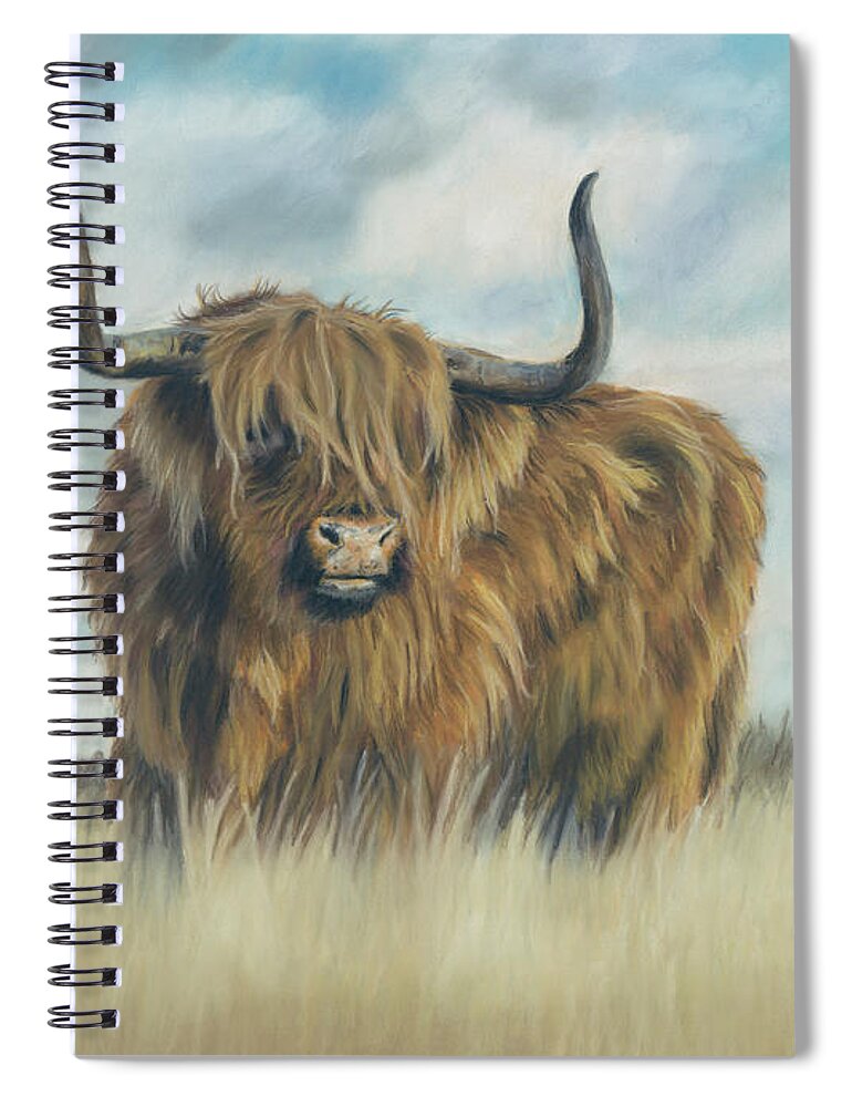 Highland Cow Spiral Notebook featuring the pastel Solitary by Kirsty Rebecca