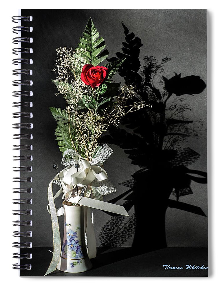 Still Life Spiral Notebook featuring the photograph Solitary Rose by Thomas Whitehurst