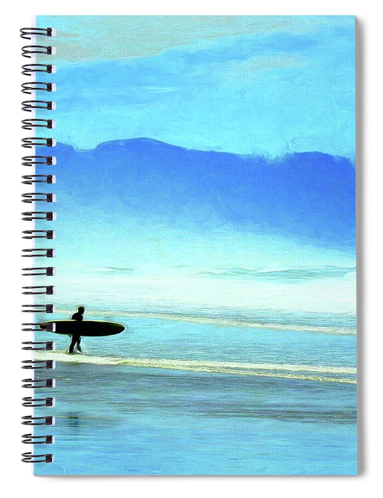 Landscape Spiral Notebook featuring the photograph Solitary Surfer by Scott Cameron
