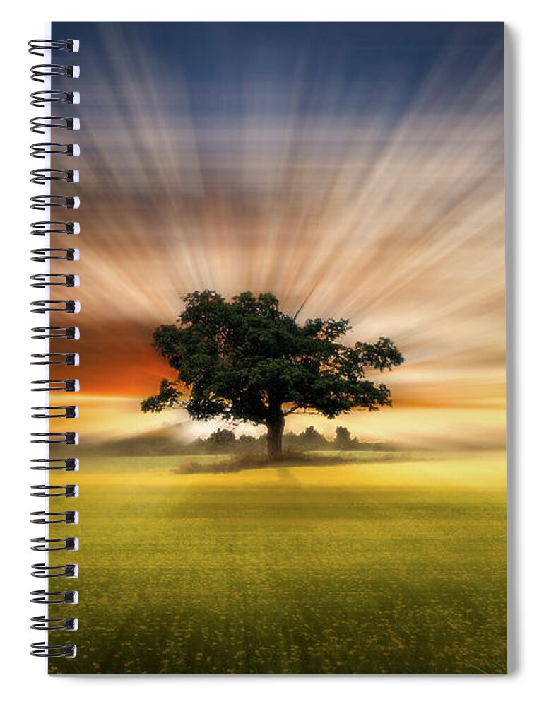 Carolina Spiral Notebook featuring the photograph Solitude At Sunset Dreamscape by Debra and Dave Vanderlaan