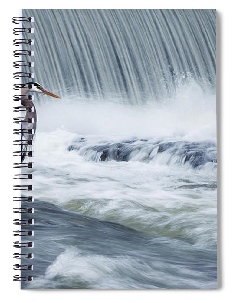 Grey Spiral Notebook featuring the photograph Solitude in stormy waters by Mircea Costina Photography