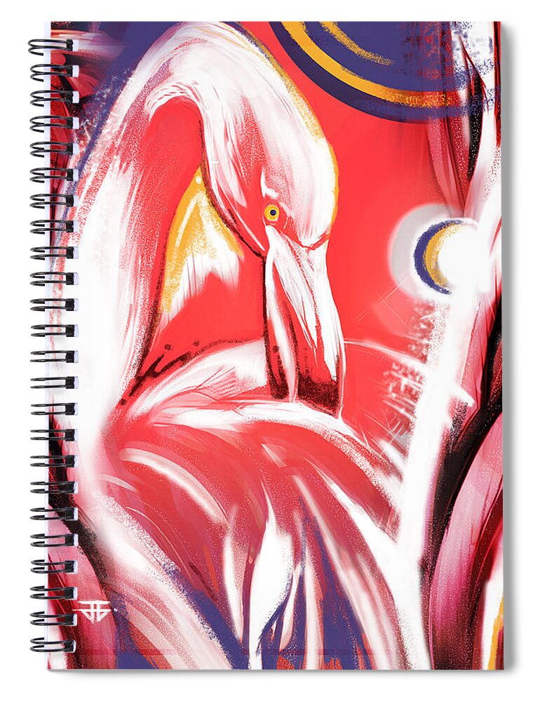 Flamingo Spiral Notebook featuring the painting Solo Flamingo by John Gholson