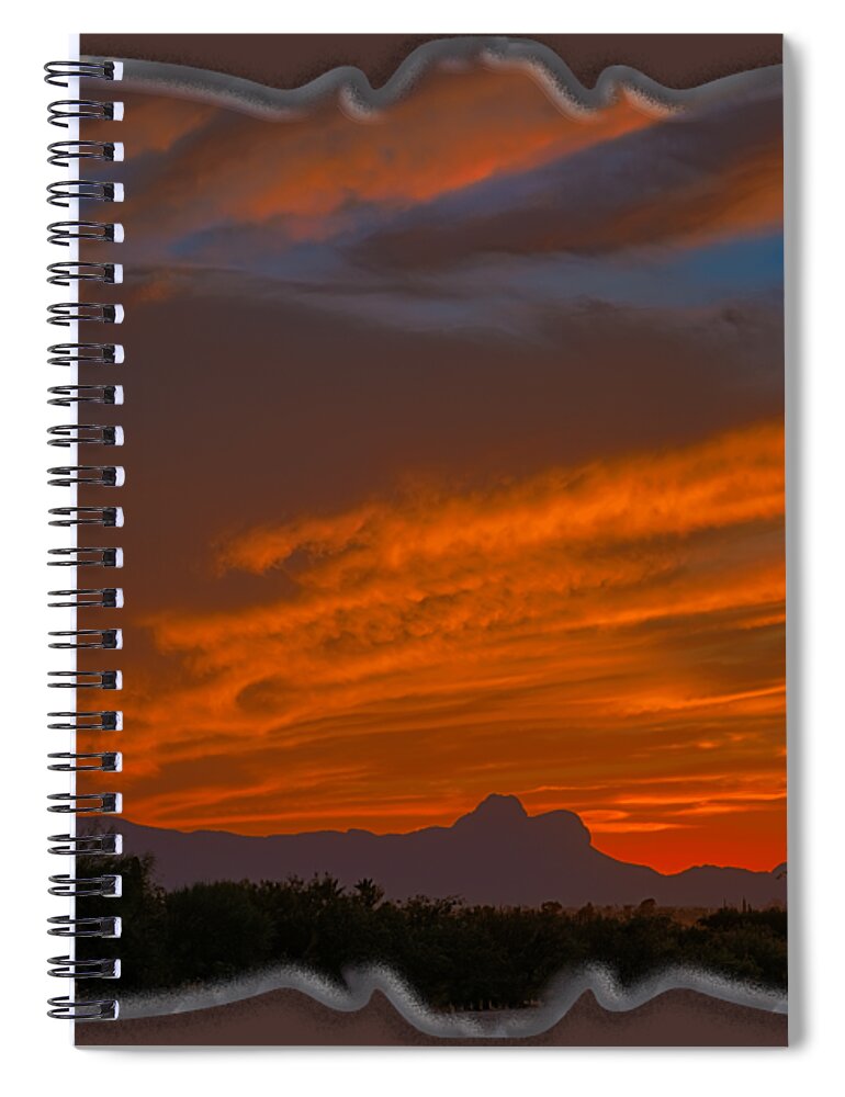 Arizona Spiral Notebook featuring the photograph Sombrero Peaks Sunset h9 by Mark Myhaver