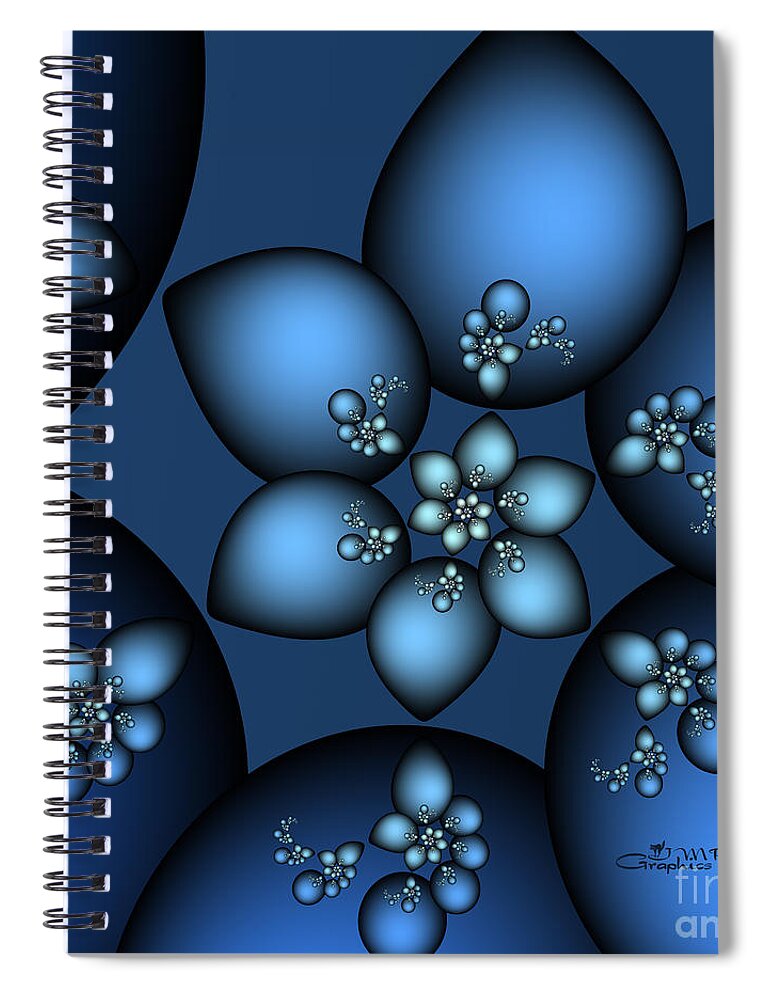 Fractal Spiral Notebook featuring the digital art Something Blue by Jutta Maria Pusl