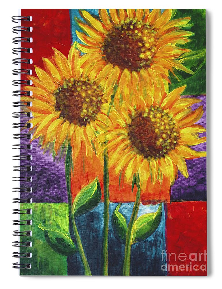 Sunflowers 1 Spiral Notebook featuring the painting Sonflowers I by Holly Carmichael