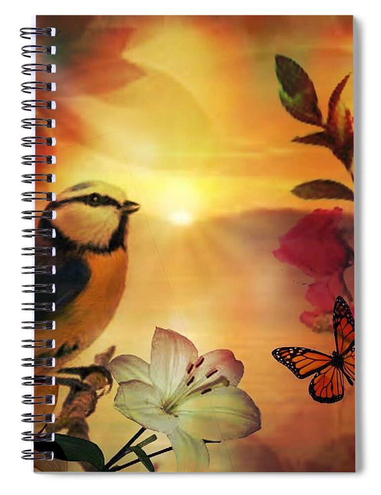 Song At Sunset Spiral Notebook featuring the digital art Song at Sunset by Maria Urso