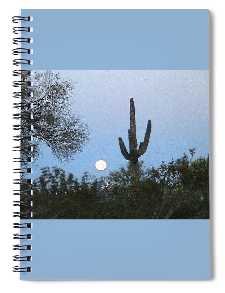 Moon Spiral Notebook featuring the photograph Sonoran Desert Moonset by Judy Kennedy