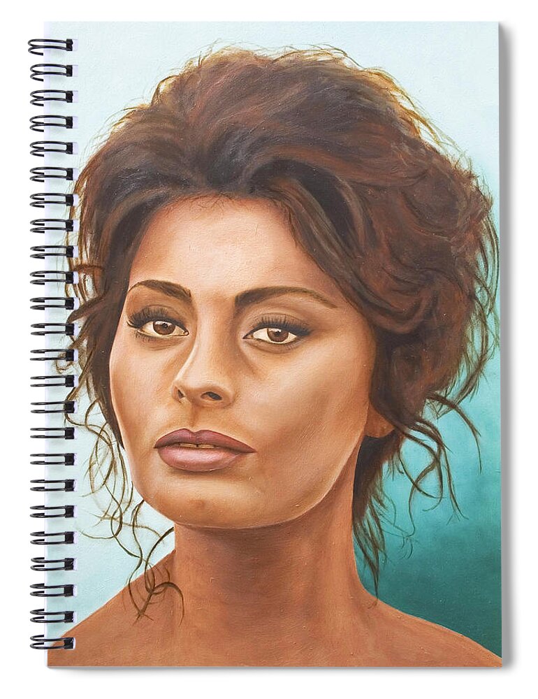 Moviestar Spiral Notebook featuring the painting Sophia Loren by Rob De Vries