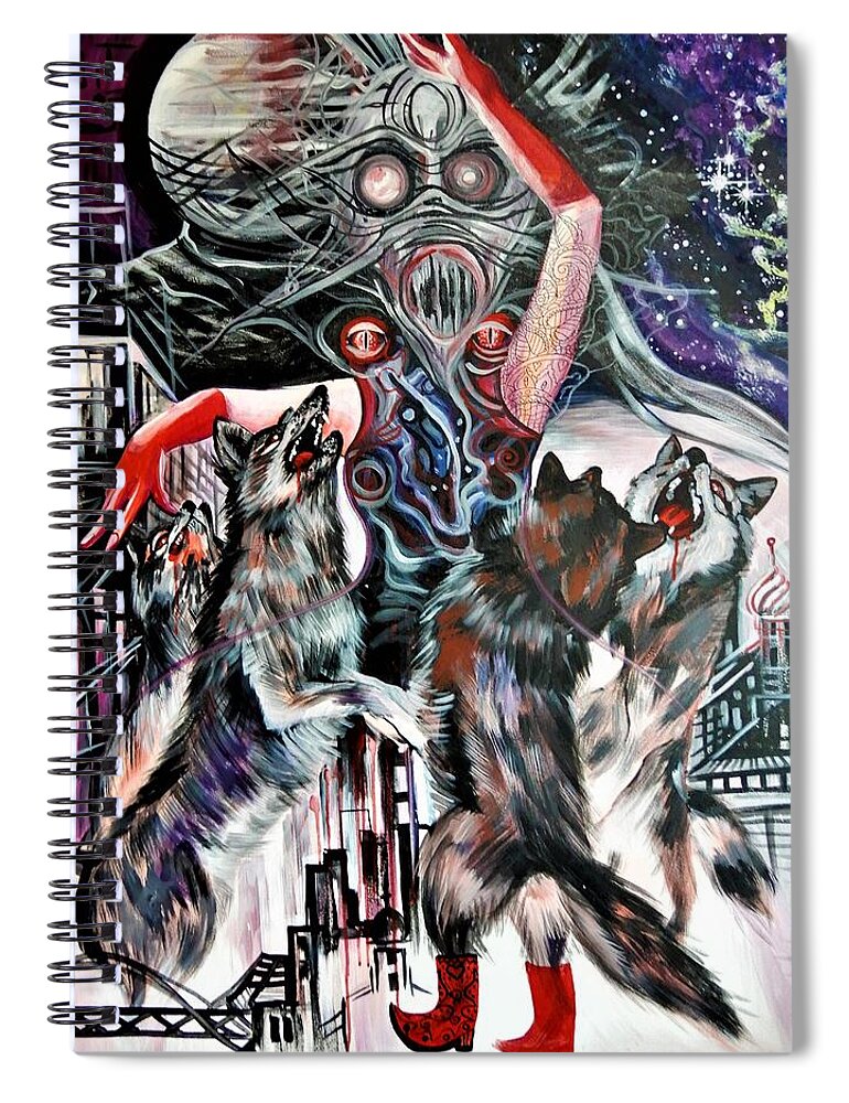 Wolf Spiral Notebook featuring the painting Sopranos by Yelena Tylkina