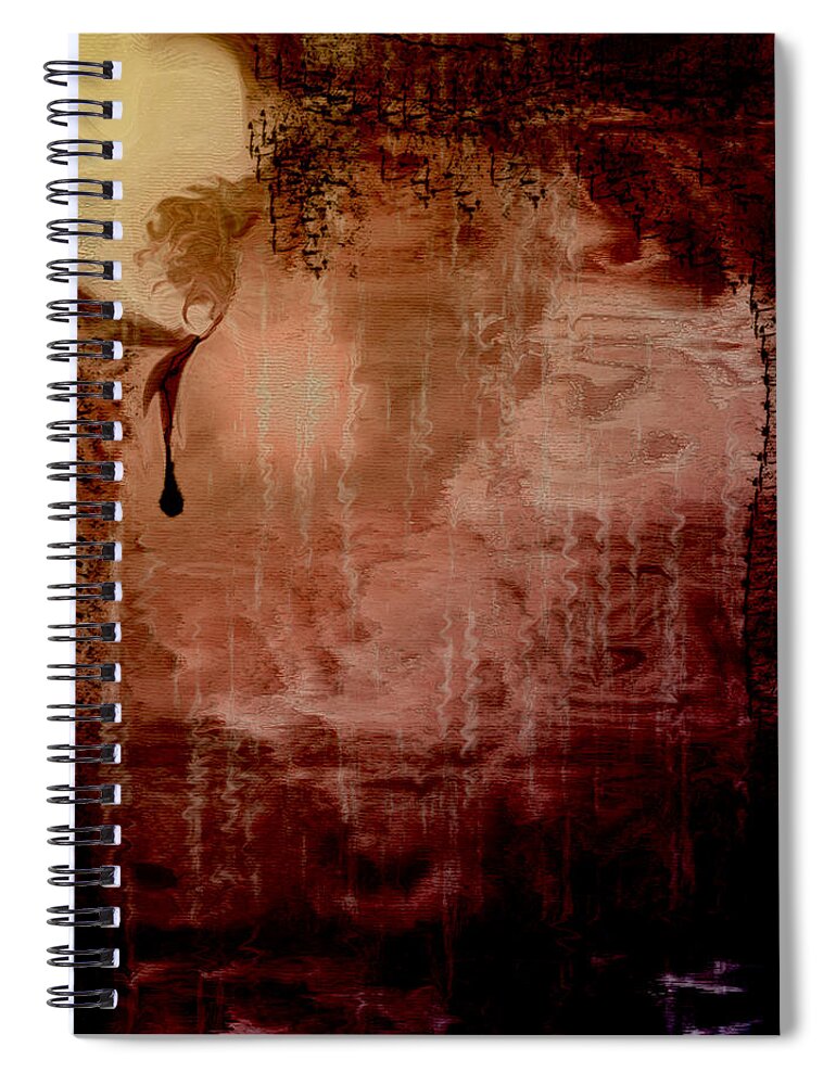 Dark Art Spiral Notebook featuring the digital art Sorrow by Linda Sannuti