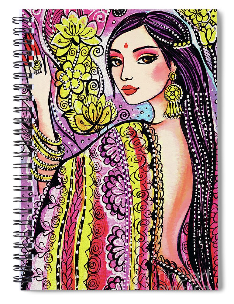 Beautiful Indian Woman Spiral Notebook featuring the painting Soul of India by Eva Campbell