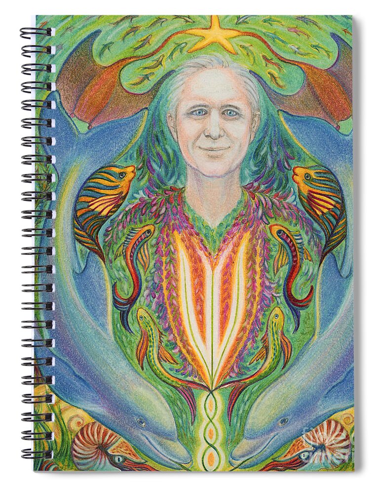 Spiritual Spiral Notebook featuring the drawing Soul of the Sea by Debra Hitchcock