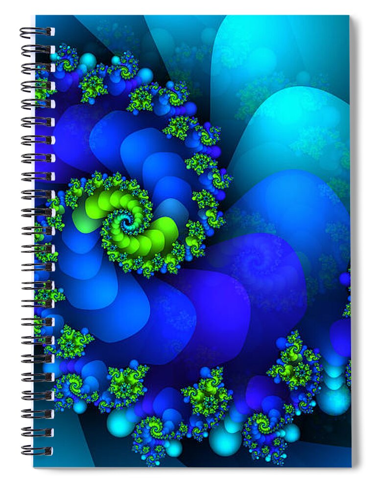 Fractal Spiral Notebook featuring the digital art Source of Life by Jutta Maria Pusl