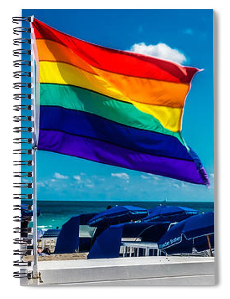 Pride Flag Spiral Notebook featuring the photograph South Beach Pride by Melinda Ledsome