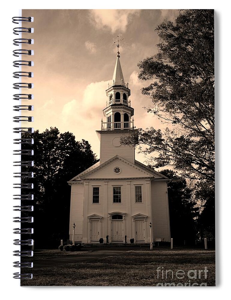 Church Spiral Notebook featuring the photograph South Britain Congregational Church by Dani McEvoy