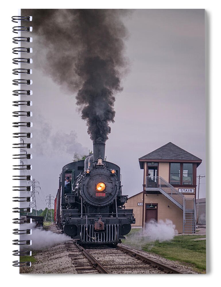 #jimstrainphotos #illinoisrailroads #trains #nikond800 #railroad #railroads #train #railways #railway #southern401 #southernsteam #steamtrain #southernrailproductions #monticellorailwaymuseum Spiral Notebook featuring the photograph Southern 401 at Stair Tower by Jim Pearson