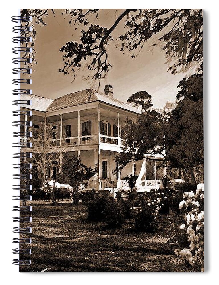 Old Homes Spiral Notebook featuring the painting Southern Plantation Home by Michael Thomas