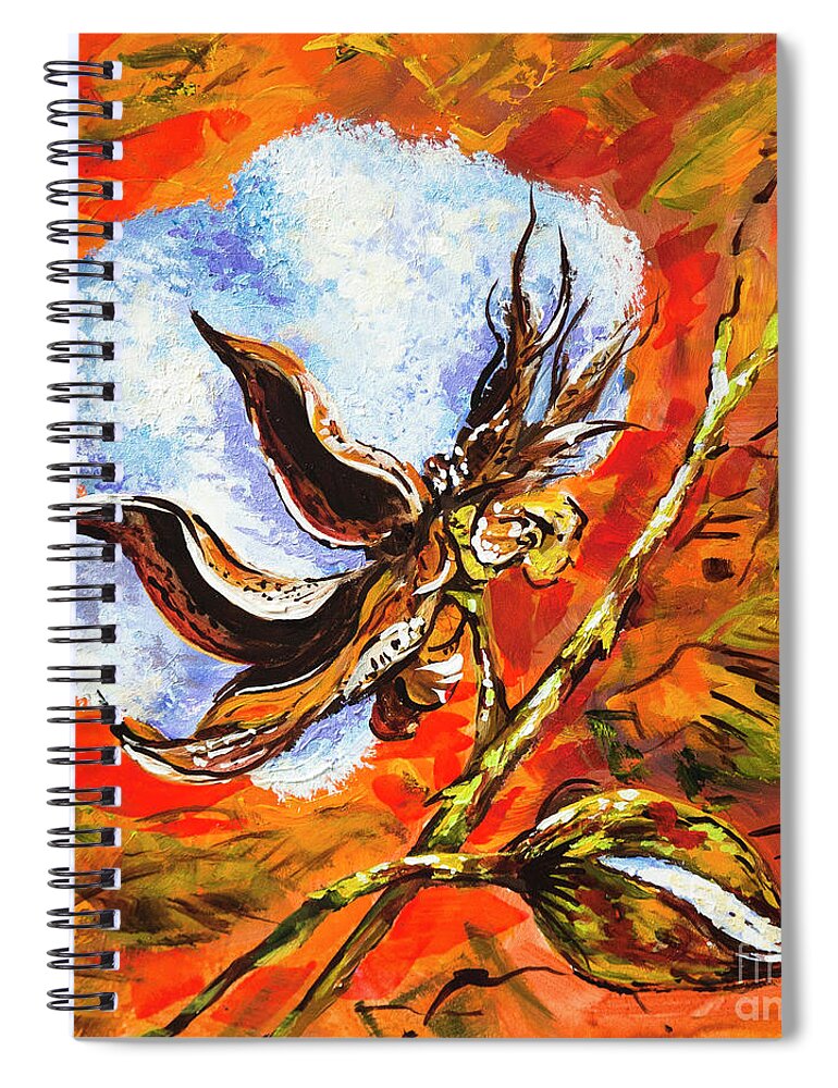 New Orleans Art;new Orleans Paintings; New Orleans Cotton;louisianna Cotton Spiral Notebook featuring the painting Southern Snow by Dianne Parks