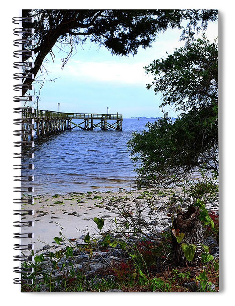Southport Spiral Notebook featuring the photograph Southport Pier and Shoreline by Amy Lucid