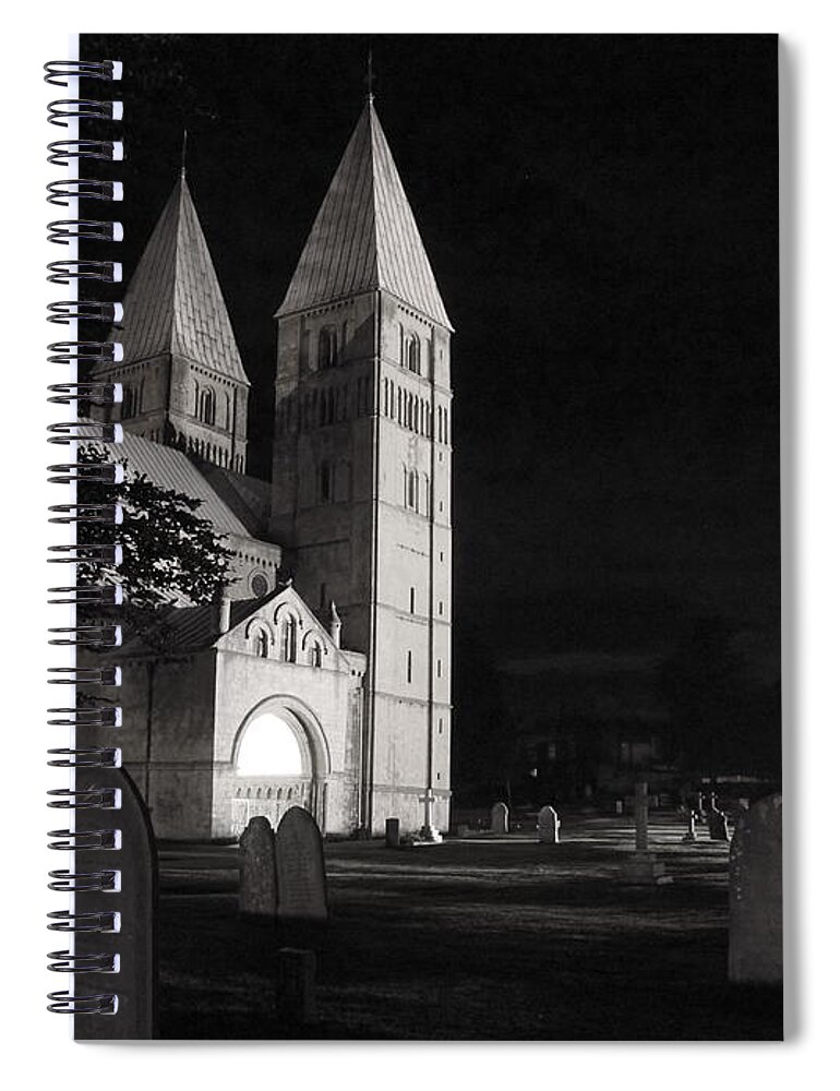 Minster Spiral Notebook featuring the photograph Southwell Minster. Night. by Elena Perelman