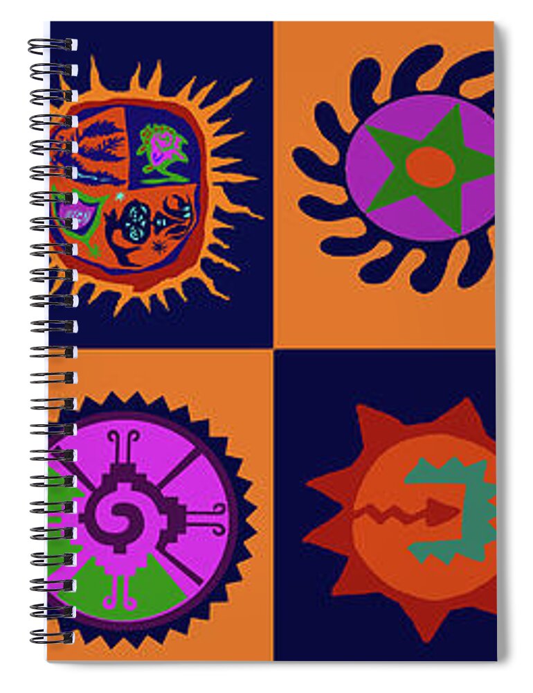 Del Sol Spiral Notebook featuring the digital art Southwest Del Sol by Vagabond Folk Art - Virginia Vivier