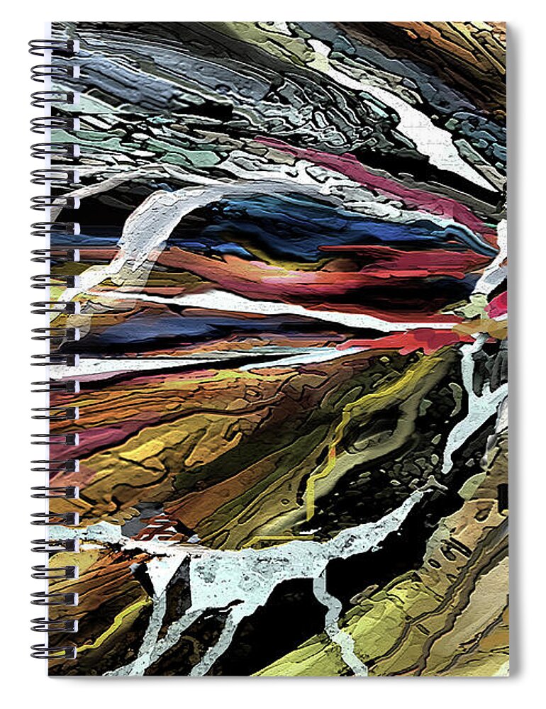 Dynamic Lines Spiral Notebook featuring the painting Space Horizon by Jean Batzell Fitzgerald