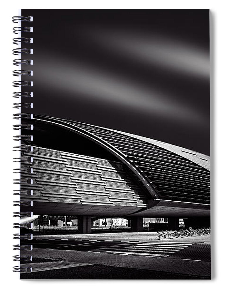 Dubai Metro Station Spiral Notebook featuring the photograph Dubai Metro Station Mono by Ian Good