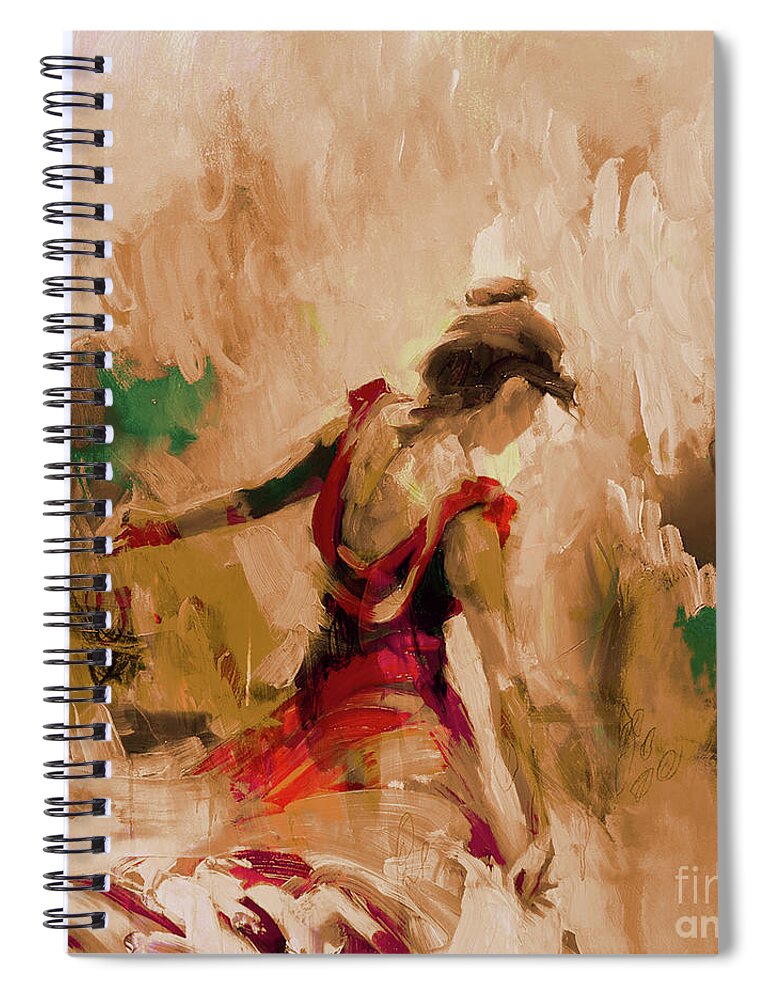 Dance Spiral Notebook featuring the painting Spanish Dance Culture by Gull G