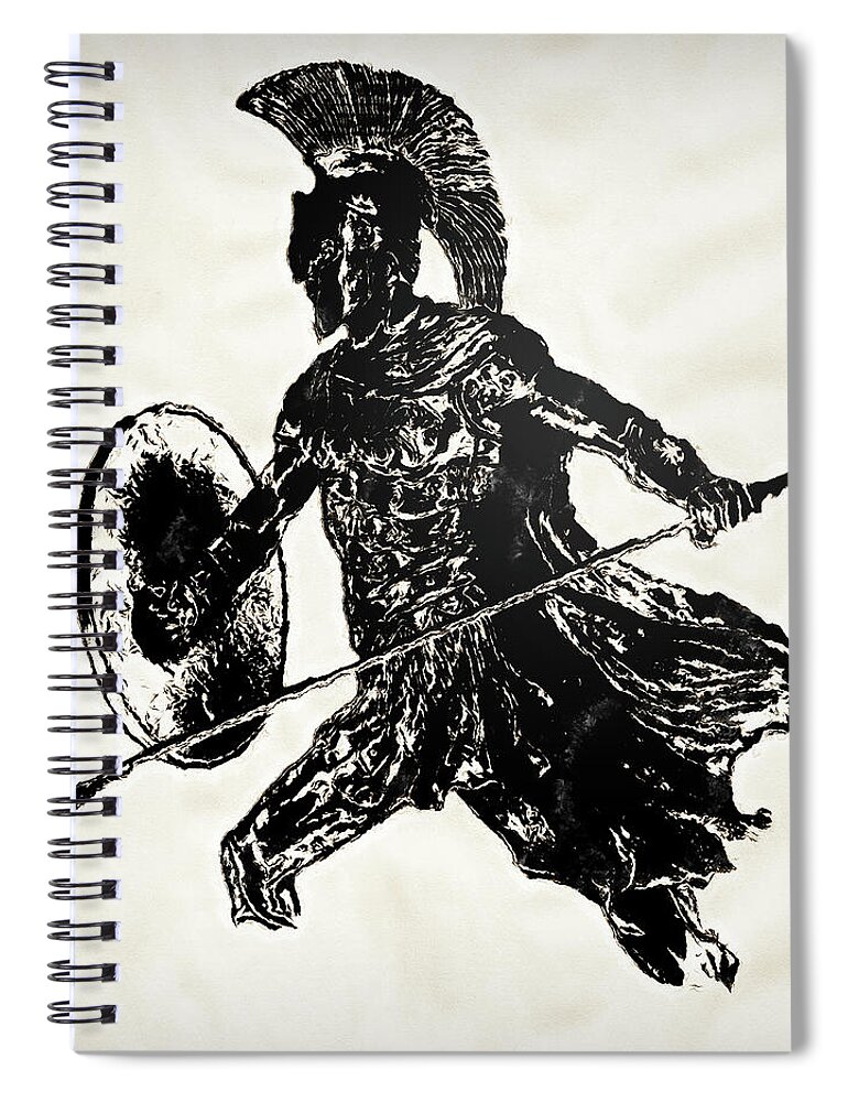 Spartan Warrior Spiral Notebook featuring the painting Spartan Hoplite - 17 by AM FineArtPrints