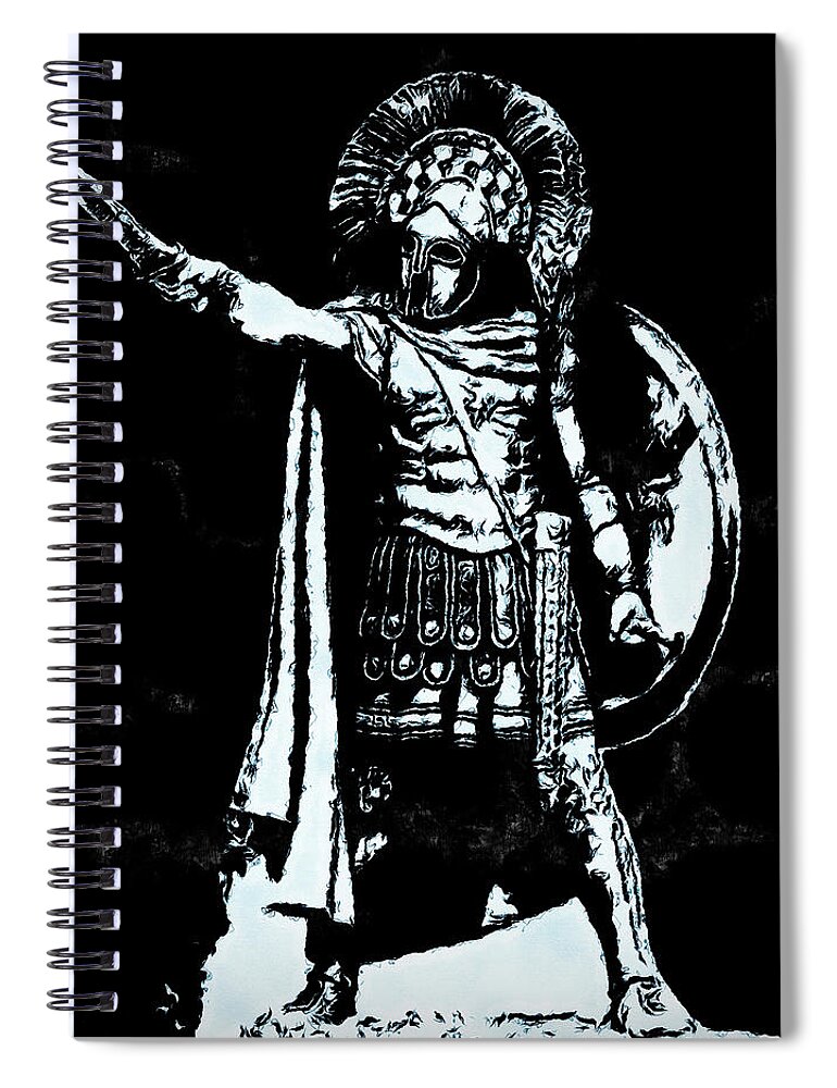 Spartan Warrior Spiral Notebook featuring the painting Spartan Hoplite - 19 by AM FineArtPrints