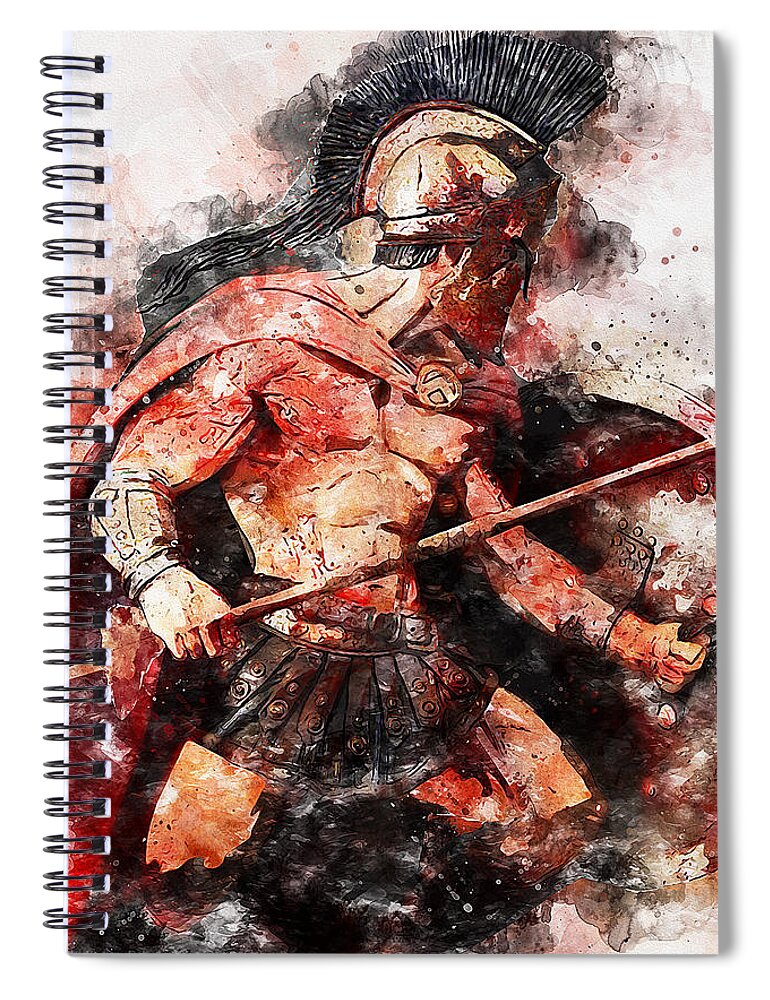 Spartan Warrior Spiral Notebook featuring the painting Spartan Hoplite - 20 by AM FineArtPrints