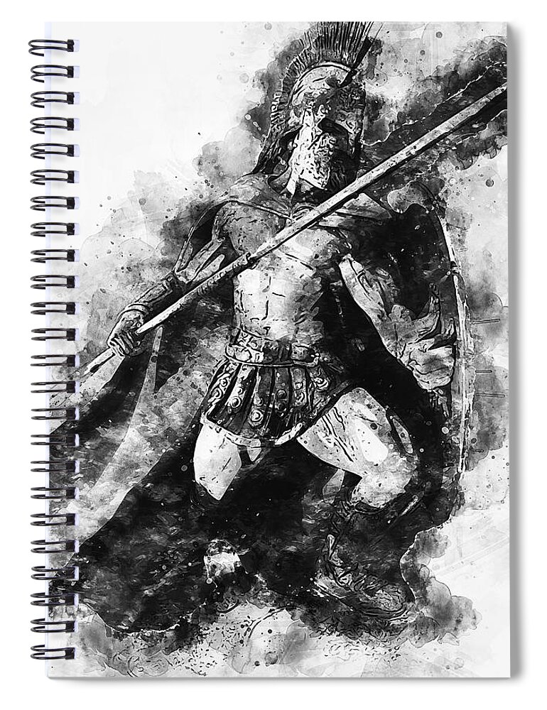 Spartan Warrior Spiral Notebook featuring the painting Spartan Hoplite - 21 by AM FineArtPrints