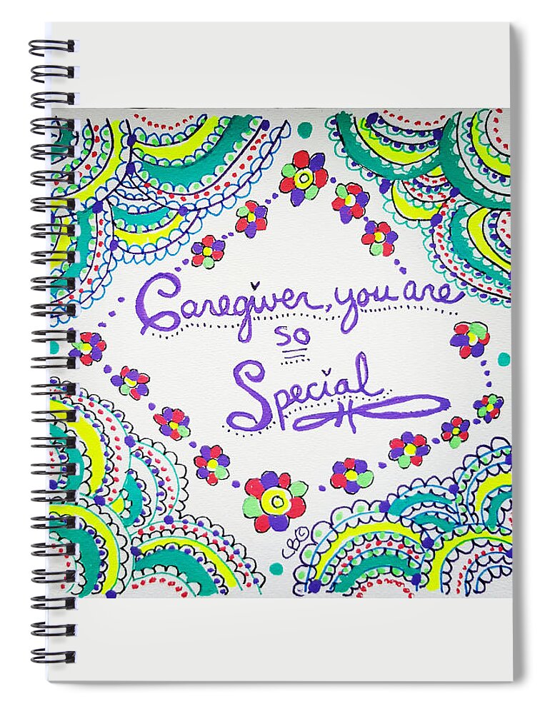 Caregiver Spiral Notebook featuring the drawing Special by Carole Brecht