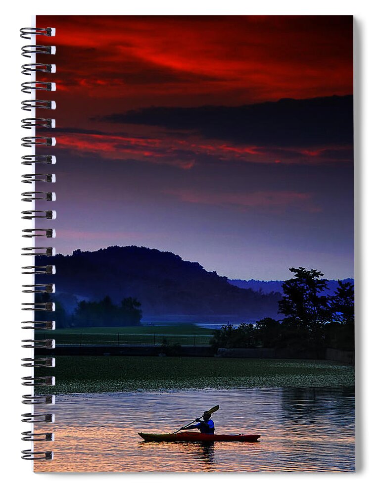 Kayak Spiral Notebook featuring the photograph Spectral Crossing by Neil Shapiro