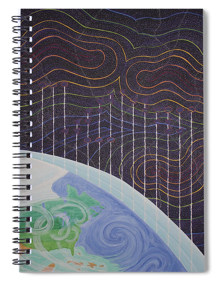 3d Spiral Notebook featuring the painting Spectrum Earth Spacescape by Jesse Jackson Brown