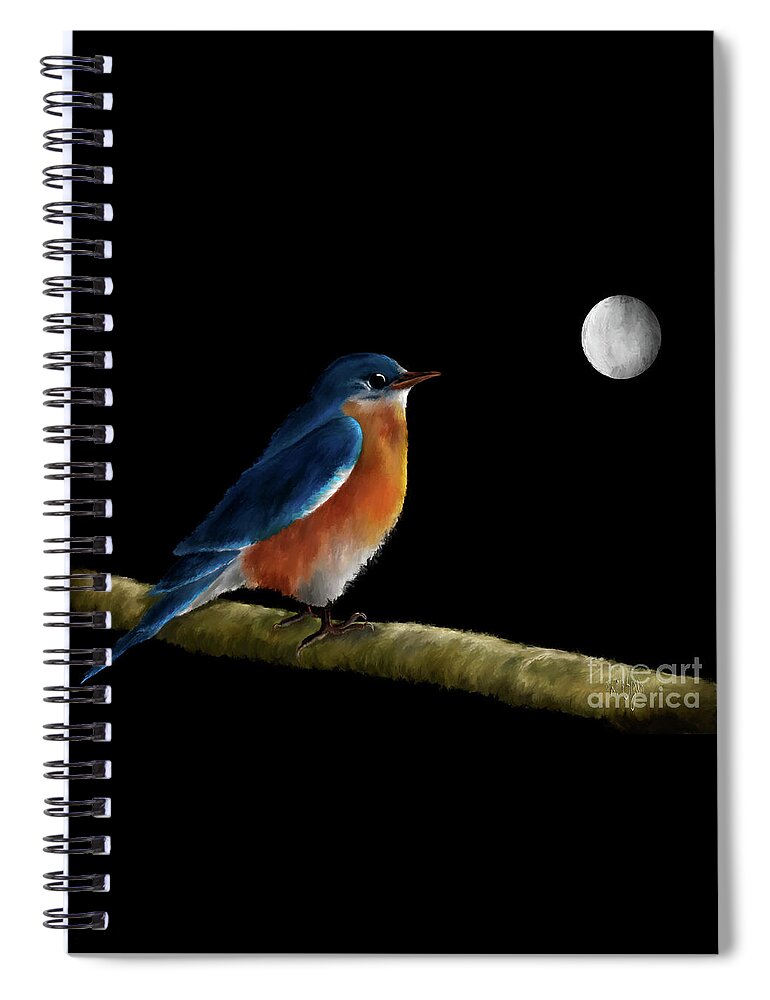 Bluebird Spiral Notebook featuring the digital art Spellbound By The Light Of The Silvery Moon by Lois Bryan