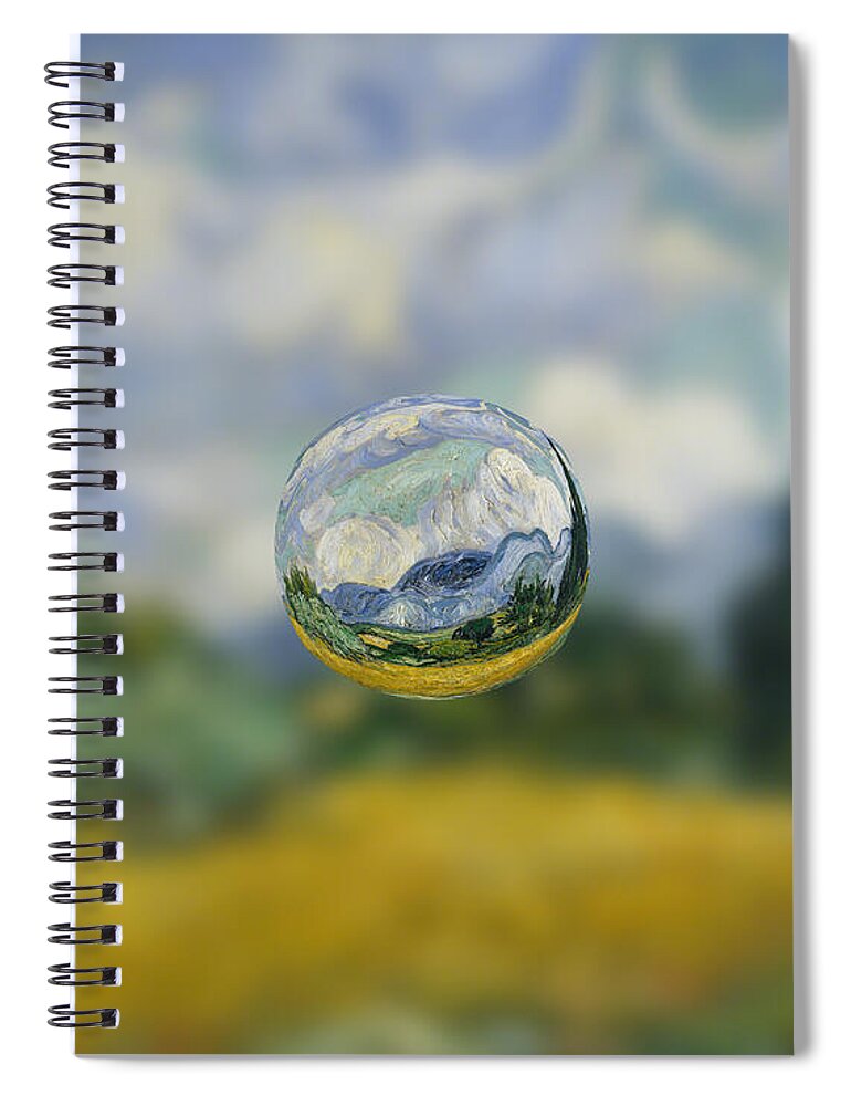 Abstract In The Living Room Spiral Notebook featuring the digital art Sphere 7 van Gogh by David Bridburg