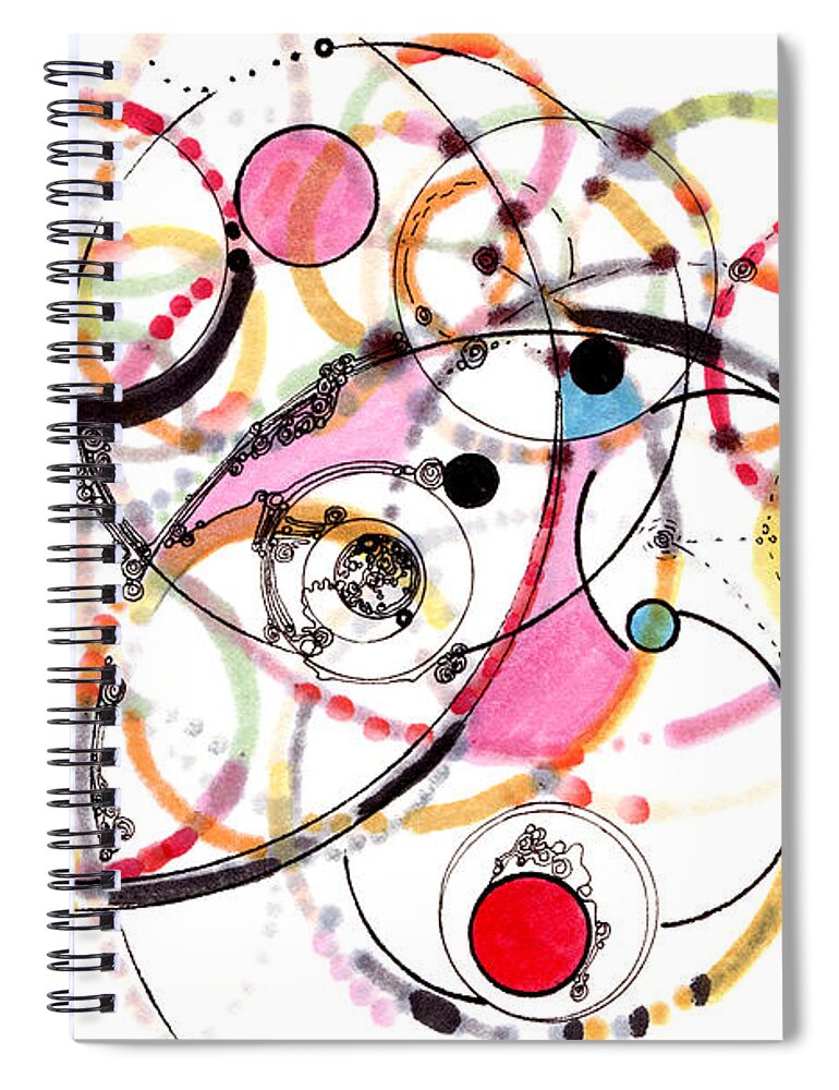 Circles Spiral Notebook featuring the drawing Spheres of Influence by Regina Valluzzi