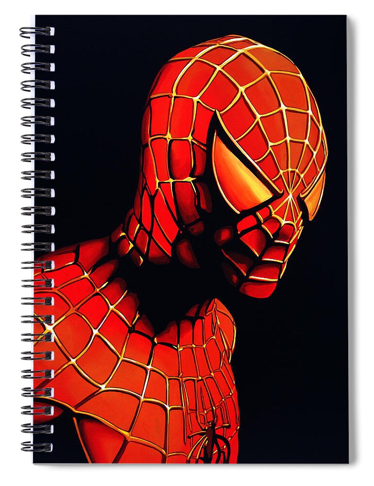 Spiderman Spiral Notebook featuring the painting Spiderman by Paul Meijering