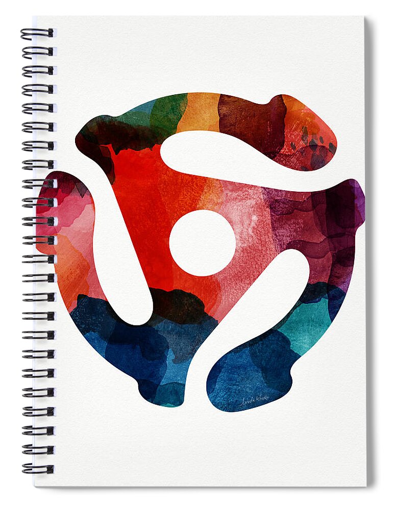 Music Spiral Notebook featuring the painting Spinning 45- Art by Linda Woods by Linda Woods